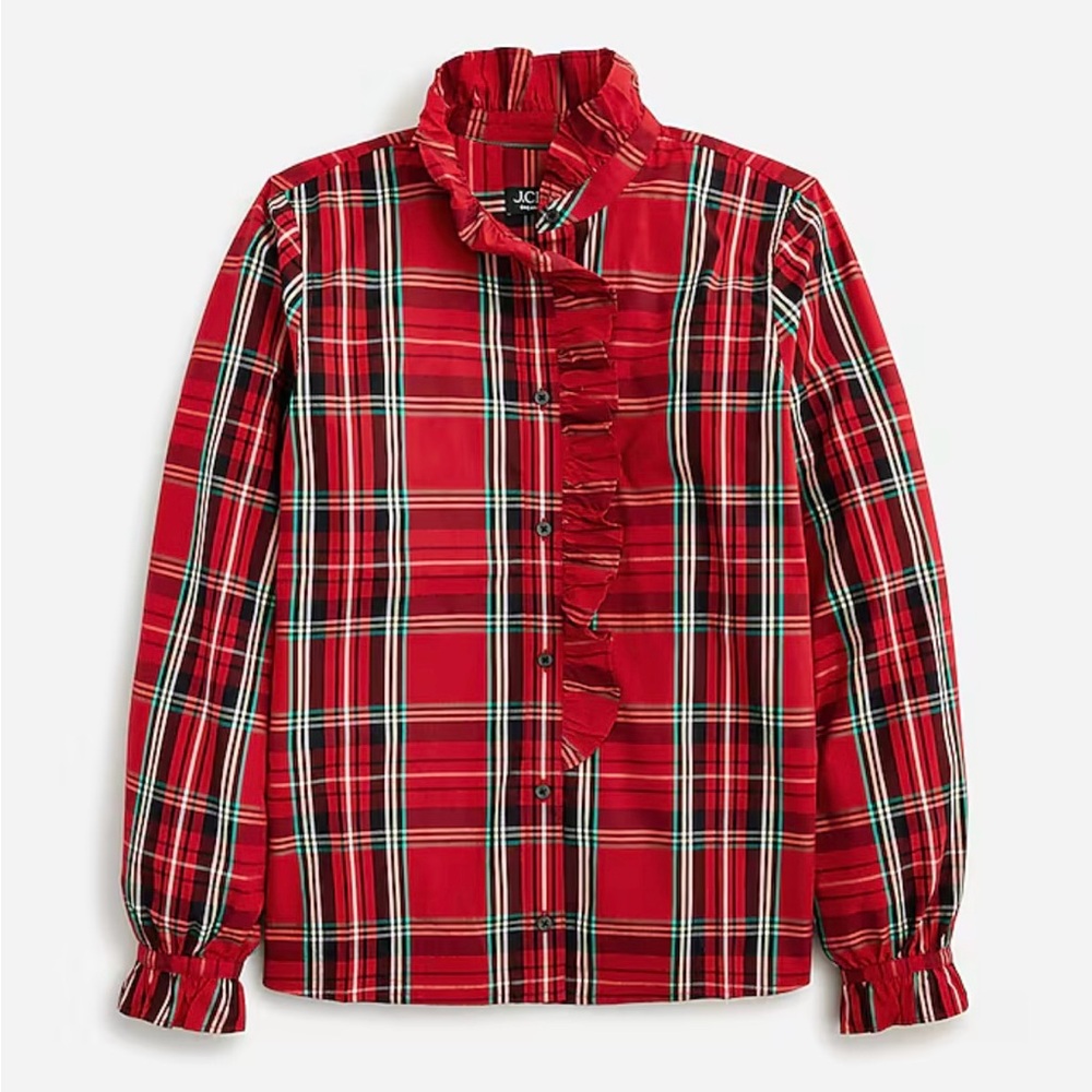 J. Crew Cottage Top in Plaid Cotton Poplin